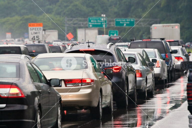 Cars backed up in traffic