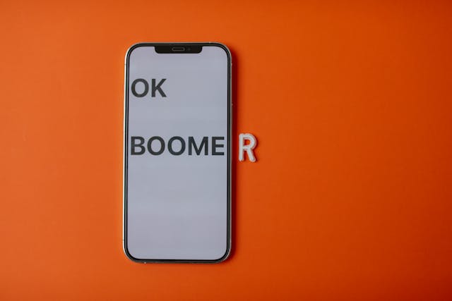 A sign that says OK Boomer